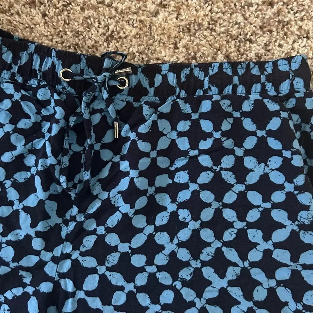 Michael Michael Kors Blue and Black Flowy Geometric Pattern Shorts